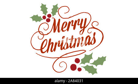 Merry christmas Logo, im Schwarzen Brett Zeichnung Stil gestaltet, animierte Material ideal für die Weihnachtszeit Stockfoto