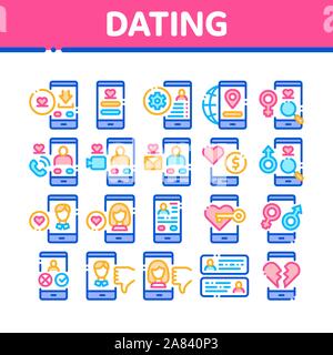 Dating-App Sammlung Elemente Icons Set Vector Stock Vektor