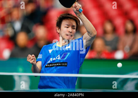 Tokyo Metropolitan Gymnasium, Tokio, Japan. 6 Nov, 2019. Koki Niwa (JPN), 6. NOVEMBER 2019 - Tischtennis: 2019 ITTF Team World Cup Men Team zwischen Japan 1-3 England an der Tokyo Metropolitan Gymnasium, Tokio, Japan. Credit: Naoki Morita/LBA SPORT/Alamy leben Nachrichten Stockfoto