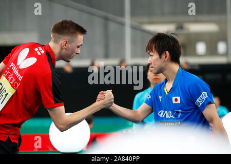 Tokyo Metropolitan Gymnasium, Tokio, Japan. 6 Nov, 2019. Koki Niwa (JPN), 6. NOVEMBER 2019 - Tischtennis: 2019 ITTF Team World Cup Men Team zwischen Japan 1-3 England an der Tokyo Metropolitan Gymnasium, Tokio, Japan. Credit: Naoki Morita/LBA SPORT/Alamy leben Nachrichten Stockfoto