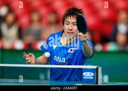 Tokyo Metropolitan Gymnasium, Tokio, Japan. 6 Nov, 2019. Koki Niwa (JPN), 6. NOVEMBER 2019 - Tischtennis: 2019 ITTF Team World Cup Men Team zwischen Japan 1-3 England an der Tokyo Metropolitan Gymnasium, Tokio, Japan. Credit: Naoki Morita/LBA SPORT/Alamy leben Nachrichten Stockfoto