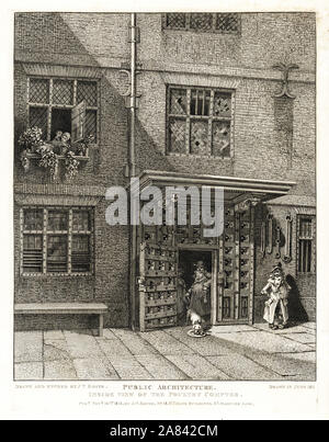 Innenansicht des Geflügel Compter, 1811, einem Londoner Gefängnis in Cheapside betrieben vom Mittelalter bis 1815. Dieses Gebäude wurde bald nach dem großen Brand von London, 1666 gebaut. Kupferstich erstellt und von John Thomas Smith aus seiner Topographie von London, 1813 geätzt. Stockfoto