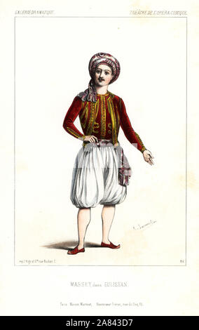 Tenor Sänger Nicolas Jean-Jacques Masset in der Oper als Gulistan Gulistan ou Le hulla de Samarcande von Nicolas Dalayrac, Théâtre de l'Opéra Comique, 1844. Stockfoto