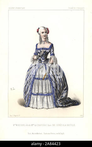 Madame Mirecour in der Rolle der Madame de Chavignac in Decourcelle's Une Soiree a la Bastille, 1845. Papierkörbe Lithographie nach einer Zeichnung von Alexandre Lacauchie von Victor dollet's Galerie Dramatique: Kostüme des Theater de Paris, Paris, 1845. Stockfoto