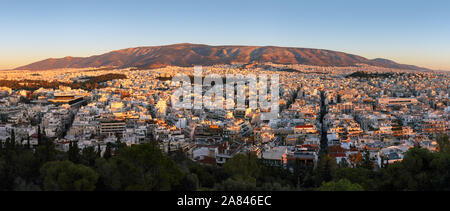 Panorama von Athen, von der Akropolis, Skyline von Griechenland Stockfoto