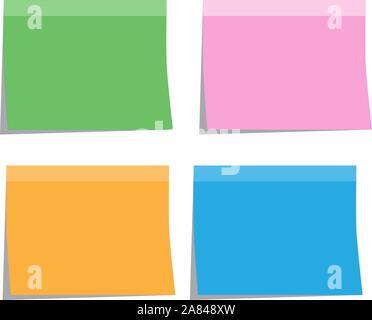 Mehrfarbige klebrige Papiernote auf weißem Hintergrund. Mehrfarbige klebrige Notiz. Stock Vektor
