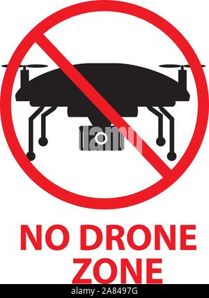 Drohnenflüge im thailändischen Raum verboten. Kein Drohnenzonenschild. Keine Fliege. Stock Vektor