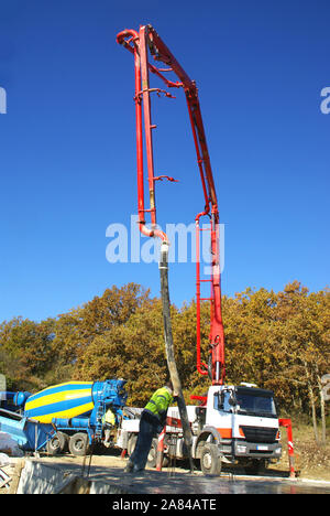 Konkrete Unternehmen auf der Baustelle Stockfoto