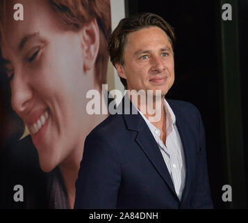 Los Angeles, USA. 06 Nov, 2019. Schauspieler Zach Braff besucht die Premiere des Motion Picture romantische Komödie "Ehe Story' bei der DGA-Theater in Los Angeles am Dienstag, 5. November 2019. Handlung: Der Film Academy Award nominierten Filmemacher Noah Baumbach ist prägnant und mitfühlenden Blick auf eine Ehe und eine Familie zusammen. Foto von Jim Ruymen/UPI Quelle: UPI/Alamy leben Nachrichten Stockfoto