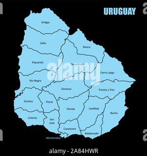 Uruguay Regionen Karte Stock Vektor