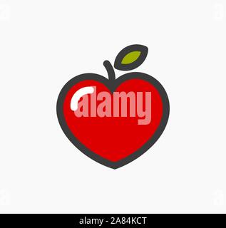 Herzförmige Apple Symbol. Vector Illustration. Stock Vektor