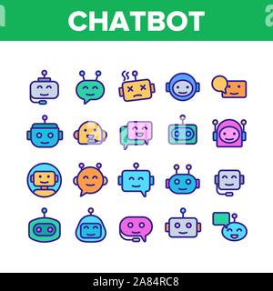 Chatbot Roboter Sammlung Elemente Icons Set Vector Stock Vektor