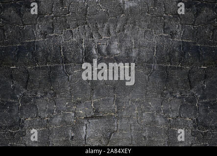 Hintergrund mit verbranntem Holz Textur. Schwarz verkohltem Holz Hintergrund. Stockfoto