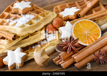 Winter - Waffeln Zimt Stockfoto