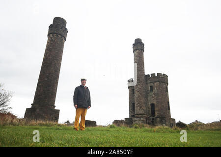 Brexit-Chef Nigel Farage von Sabine Grube, eine ehemalige Zeche in Workington, Cumbria. Stockfoto