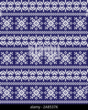 Weihnachten Schneeflocken Fair Isle nahtlose Muster Hintergrund in Vektor - Geeignet für Website Ressourcen, Grafik, Print Design, Mode Textilien, Stricken Stockfoto