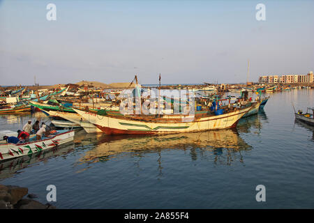 Hodeida/Jemen - 04 Jan 2013: Der Fischmarkt in Hodeida, Rotes Meer, Bab El Mande, Jemen Stockfoto