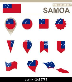 Samoa Flagge Sammlung, 12 Versionen Stock Vektor