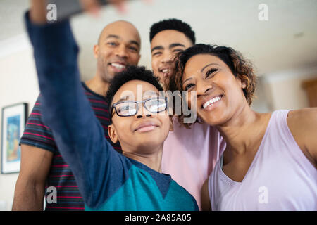 Glückliche Familie selfie Stockfoto