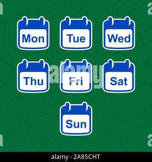 Der Kalender Symbole mit Tagen der Woche. Flache Bauform. Stock Vektor