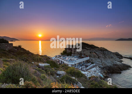 Sonnenuntergang auf der Insel Thassos, Griechenland Stockfoto