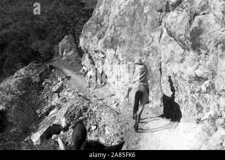 Wanderung im Big Bend Nationalpark, Texas, USA, 1950er. Wandern durch Big Bend National Park, Texas, USA, 1950er Jahre. Stockfoto