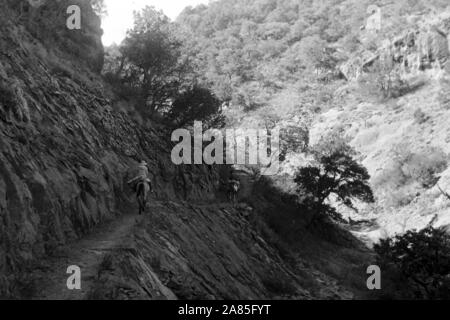 Wanderung im Big Bend Nationalpark, Texas, USA, 1950er. Wandern durch Big Bend National Park, Texas, USA, 1950er Jahre. Stockfoto