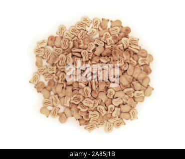 Kleine cracker Heap auf Weiß Stockfoto