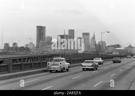 Stadtansicht von Dallas, Texas, 1960er. Blick auf die Stadt von Dallas, Texas, USA, 1960er Jahre. Stockfoto