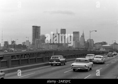 Stadtansicht von Dallas, Texas, 1960er. Blick auf die Stadt von Dallas, Texas, USA, 1960er Jahre. Stockfoto