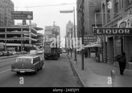 Stadtansicht von Dallas, Texas, 1960er. Blick auf die Stadt von Dallas, Texas, USA, 1960er Jahre. Stockfoto