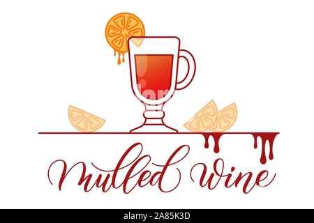Line flacher Glühwein Stock Vektor