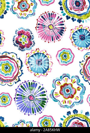 Nahtlose floral background Schal Kunst abstrakt design Textil. Nahtlose schöne künstlerische hellen tropischen Muster bunten Stoff Blumenmuster. Stockfoto