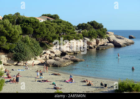 Anse du Verdon Strand bei Carro Martigies auf die blaue Küste oder La Côte Bleue Provence Frankreich Stockfoto