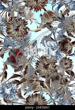 Nahtlose floral background Schal Kunst abstrakt design Textil. Nahtlose schöne künstlerische hellen tropischen Muster bunten Stoff Blumenmuster. Stockfoto