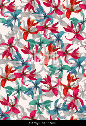 Nahtlose floral background Schal Kunst abstrakt design Textil. Nahtlose schöne künstlerische hellen tropischen Muster bunten Stoff Blumenmuster. Stockfoto