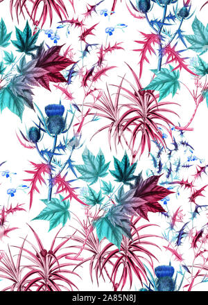 Nahtlose floral background Schal Kunst abstrakt design Textil. Nahtlose schöne künstlerische hellen tropischen Muster bunten Stoff Blumenmuster. Stockfoto