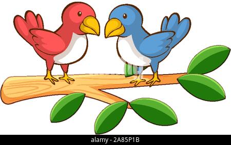 Zwei Vögel auf weißem Hintergrund Abbildung Stock Vektor