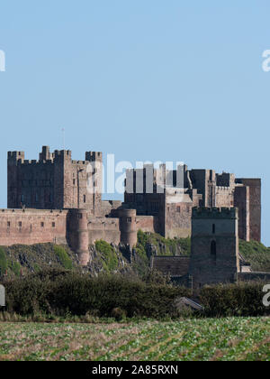 Sicht von Westen von Bamburgh Castle Stockfoto