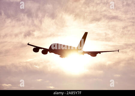 Lufthansa, Airbus A380-800, Start, Flughafen München, Flughafen München, Flughafen München (MUC), Freising, Ad, München, Bayern, Deutschland, Europa Stockfoto