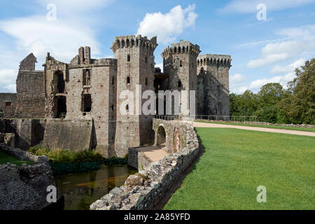 Raglan Schloss, Raglan, Monmouthshire, Wales. Stockfoto