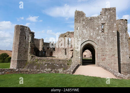 Raglan Schloss, Raglan, Monmouthshire, Wales. Stockfoto