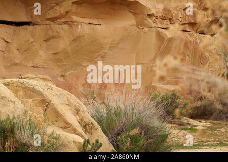 In Utah, USA, gibt es am Sego Canyon Rock anthropomorph Art, indianische Piktogramme und Felszeichnungen, von denen einige überlebensgroß sind Stockfoto