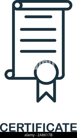 Zertifikat Symbol Umrisse Stil. Dünne Linie kreative Zertifikat Symbol für Logo, Grafik Design und mehr Stock Vektor