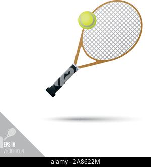 Glatten stil Tennis Schläger und Ball-Symbol. Wassersportgeräte Vector Illustration. Stock Vektor