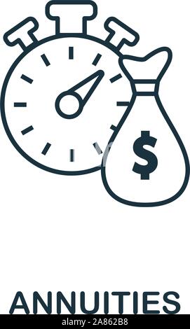 Annuitäten Symbol Umrisse Stil. Dünne Linie kreative Annuitäten Symbol für Logo, Grafik Design und mehr Stock Vektor