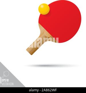 Glatten stil Tischtennis Schläger und Ball-Symbol. Sportgeräte Vector Illustration. Stock Vektor