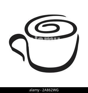 Schwarzer Kaffeebecher Vektor auf weißem Hintergrund. Stock Vektor