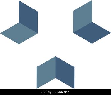 Drei Sparren geometrische Pfeile logo Vorlage. Unternehmen Identität. business-Emblem. Vektor Illustration auf weißem Hintergrund. Stock Vektor