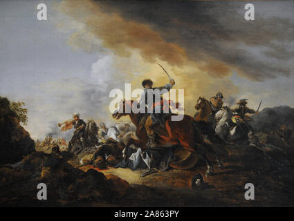 Aleksander Orlowski (1777-1832). Polnische Maler. Kampf Szene, vor 1802. Öl auf Leinwand. Jahrhundert in der polnischen Kunst Galerie (Sukiennice Museum). National Museum Krakau. Polen. Stockfoto